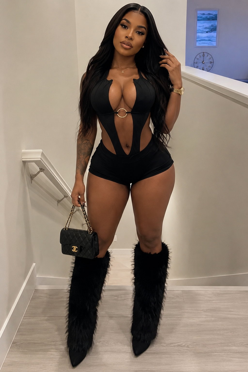 Cutout Black Romper