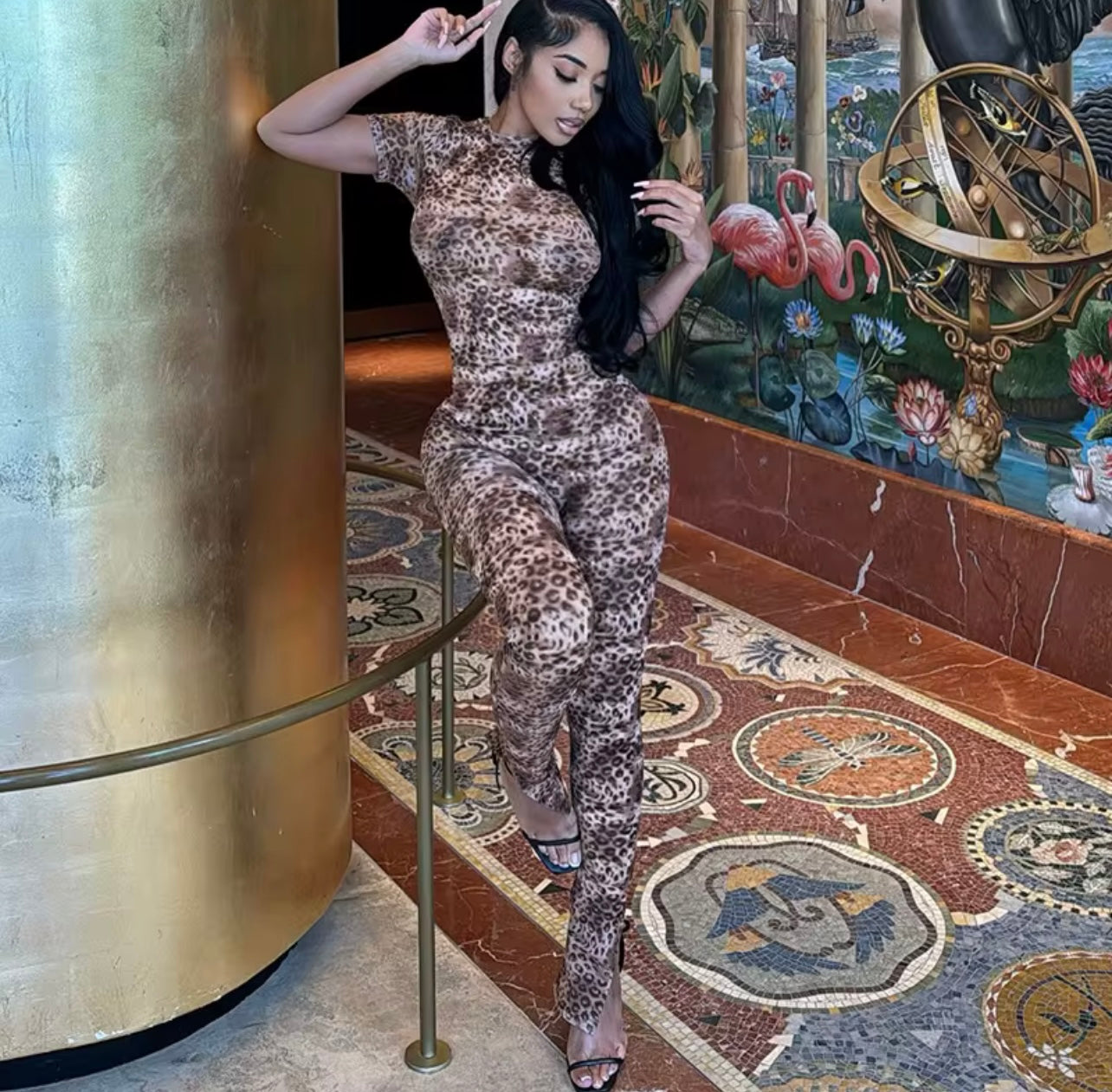 Scrunched Leopard Jumpsuit